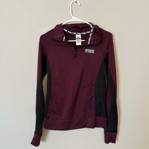 NWOT VS Pink Ultimate Athletic Jacket Maroon and Black - Size XS